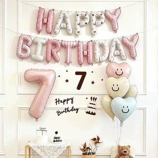 16寸生日快乐字母气球印花铝膜气球儿童派对氛围感装饰场景布置