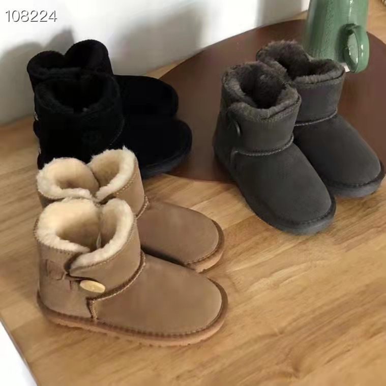 现货新款油叽叽ug一粒扣雪地靴女2021冬季韩版亲子潮范百搭短靴|ru