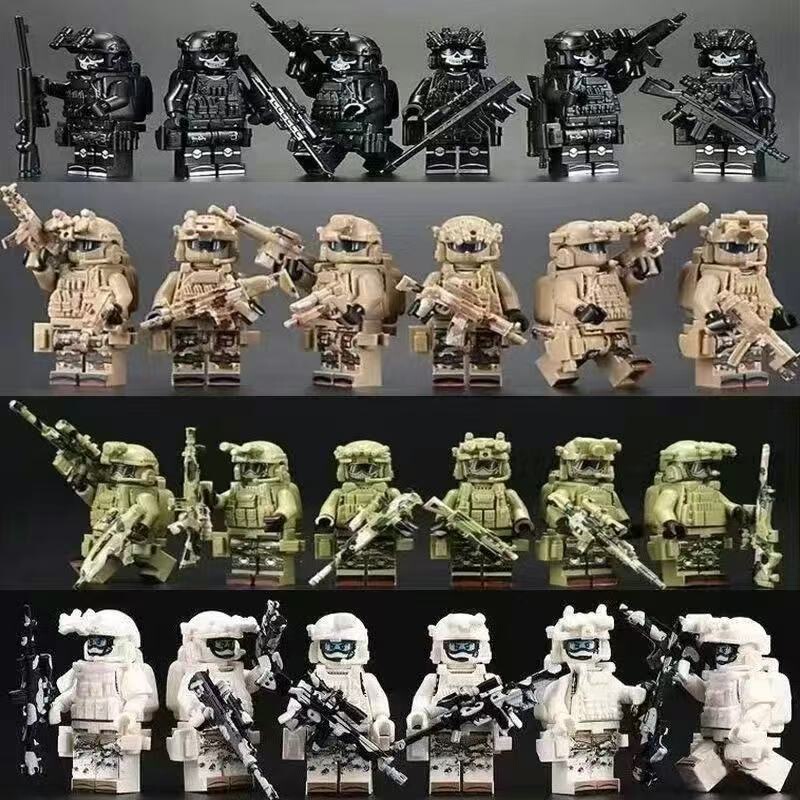 Compatible with Lego Bricks for Boys to Assemble Black Panther Police Special Forces Military Figures Small Dolls Soldiers Children's Toys