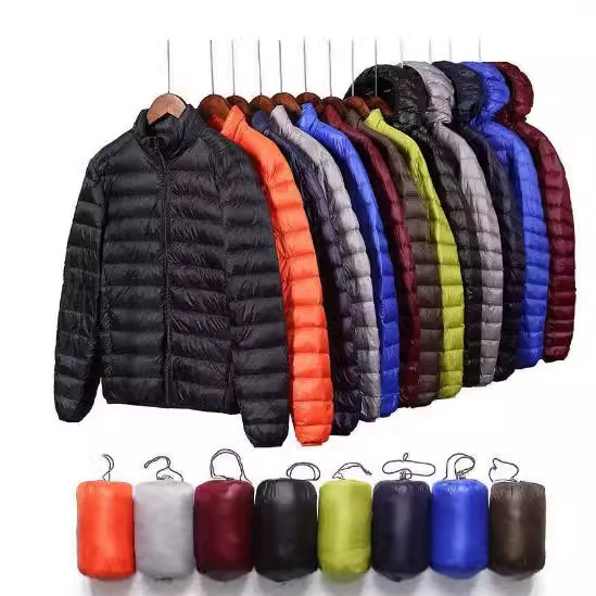 Внешняя торговля трансграничная мужская легкая пуховая хлопчатобумажная зимняя стройная шапка с шапкой и воротником сплошной цвет теплая куртка мужская хлопчатобумажная одежда