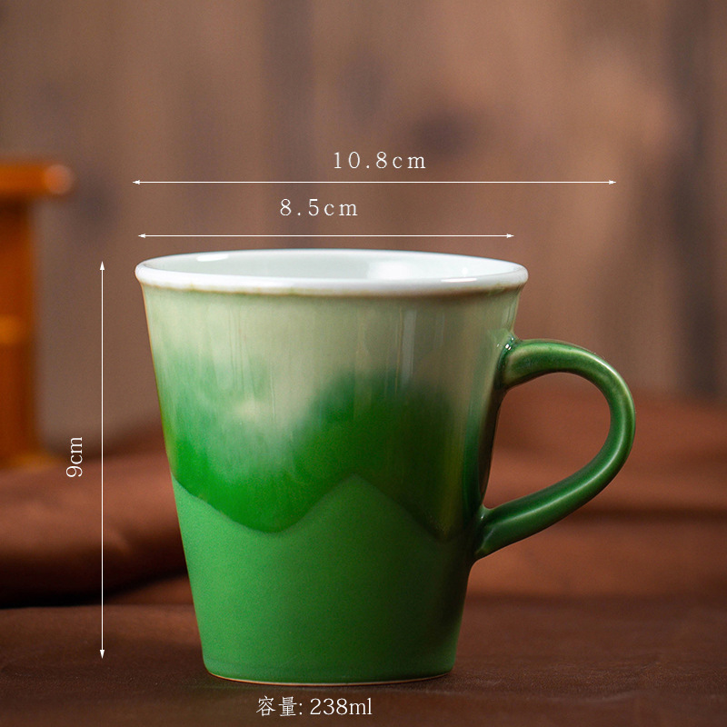 レトロな陶磁器のコーヒーカップの創意的な窯は耳のマグカップのシンプルな家庭用カップの事務カップの粗い陶器の濃縮のコップがあります。|undefined