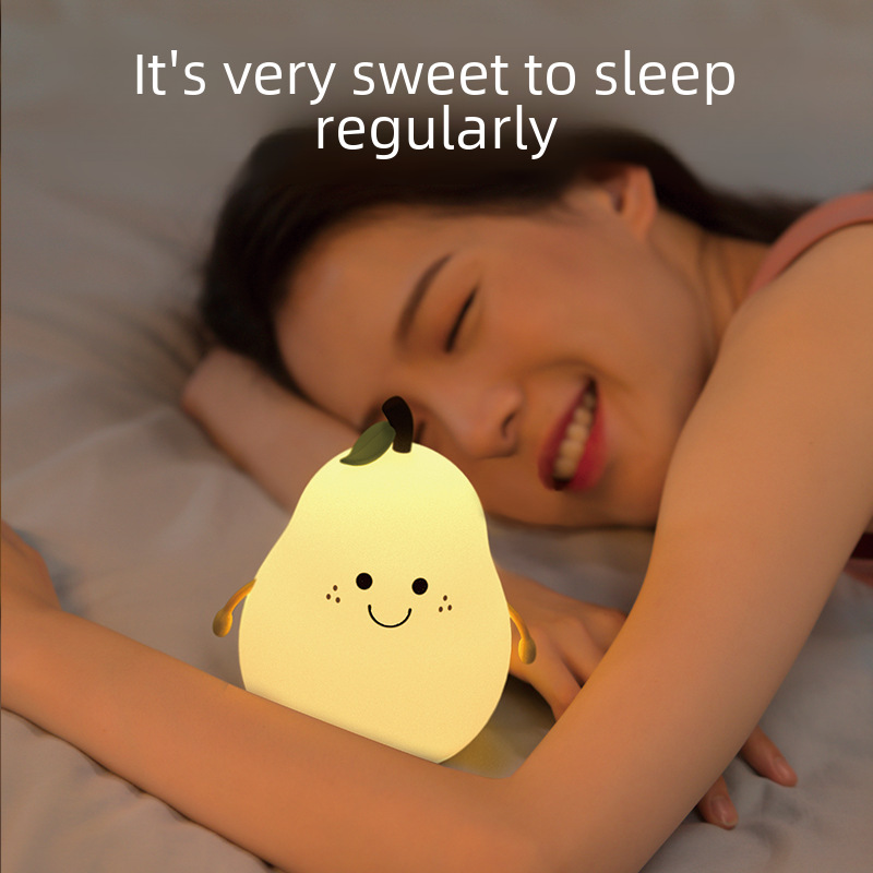 創意不分梨夜燈充電硅膠拍拍燈跨境永不分梨氛圍燈伴睡小夜燈