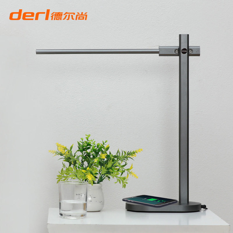 Delshang Eye Protection Learning Rechargeable Desk Lamp Desktop Learning and Reading Aluminum Alloy Folding Metal Wireless Charging Desk Lamp