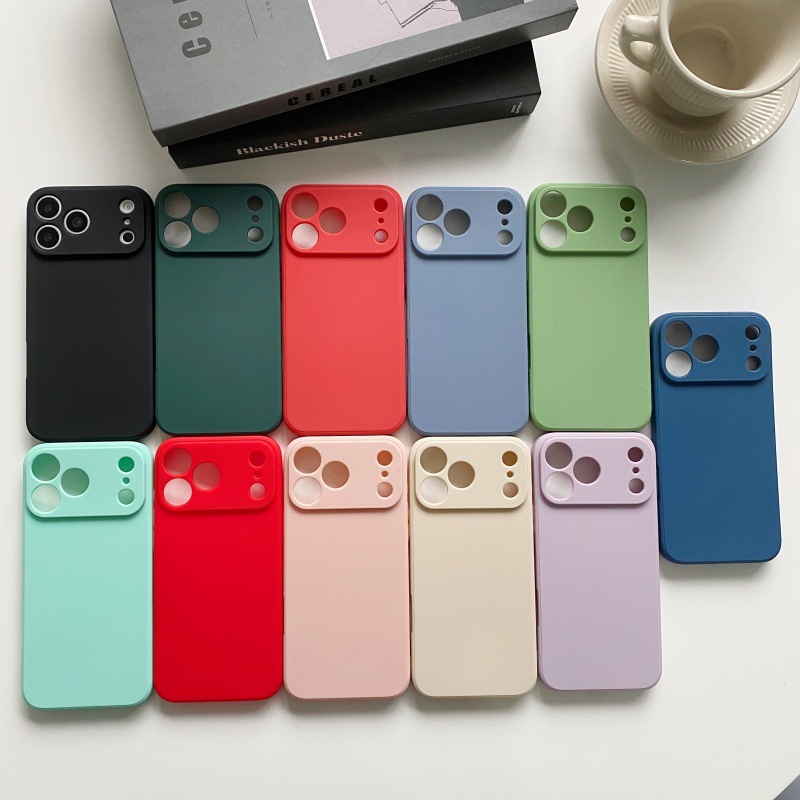 Suitable for iPhone 17Pro Fine Hole Frosted Tpu Straight Edge Phone Case 16Promax Silicone Apple 14 Phone Case