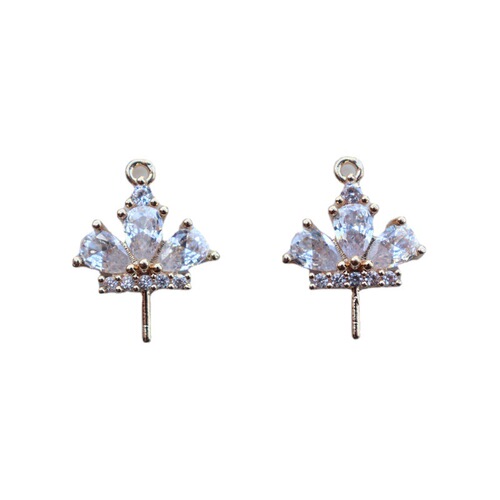 Hanging KC gold plated hollow zircon crown pendant accessories Baroque pearl fairy decoration DIY jewelry materials