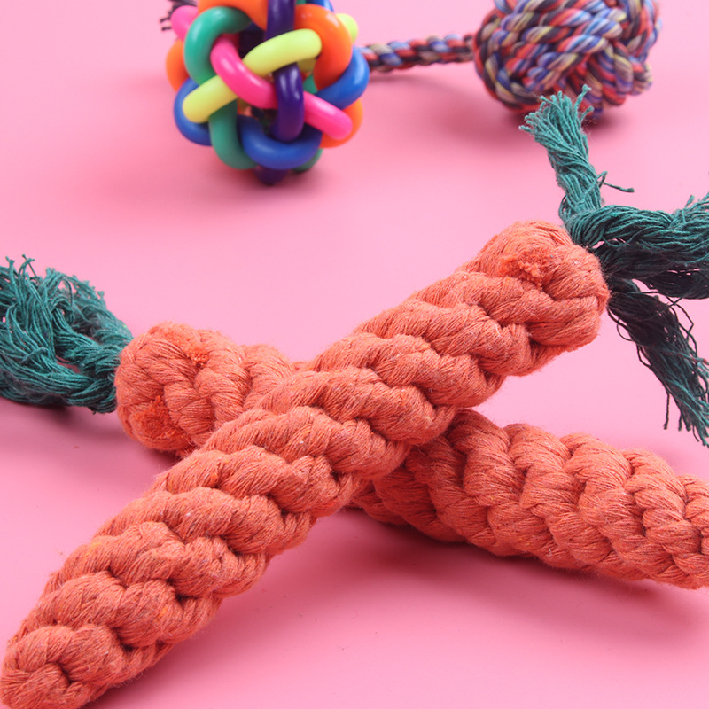 Węzły bawełniane z marchewki, zabawki dla psów odporne na gryzienie, liny tkane, artykuły dla zwierząt_voghion.com