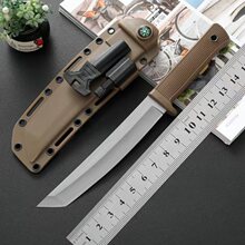 多功能刀具高硬度打火石三美战术刀户外野营直刀黑色K鞘丛林军刀