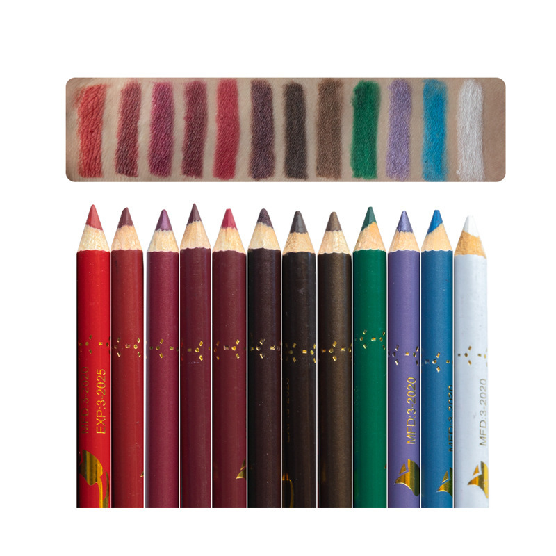 GLAZZI delineador de labios Lápiz Delineador de Ojos de doble cabeza con cuchillo cepillado impermeable lápiz de cejas maquillaje pluma maquillaje entrega de una pieza