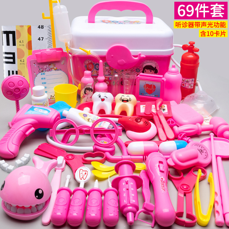 Los niños juegan a las casitas pequeño doctor juego de juguete chica enfermera herramienta inyección caja médica estetoscopio Masculino