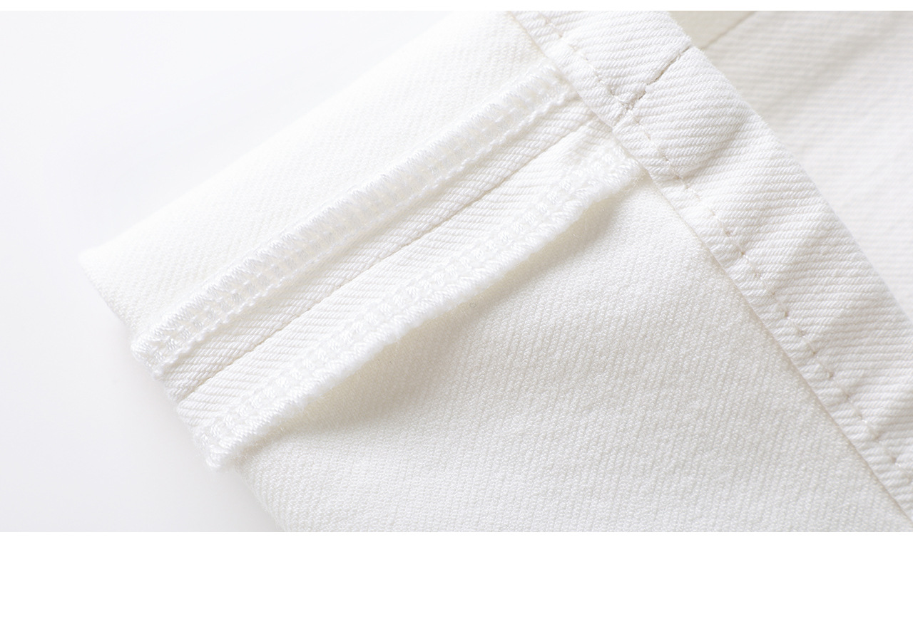 Quần jean nữ cạp cao ống rộng vải lụa cotton co giãn bốn chiều mỏng nhẹ mùa hè — màu trắng chi tiết 31
