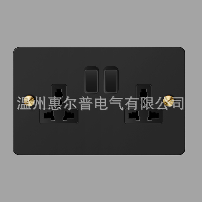 Mounted black retro switch key, light panel stainless steel