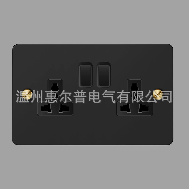 Mounted black retro switch key, light panel stainless steel