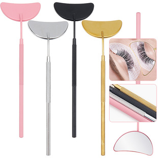 Wholesale Cross-border Crescent-shaped Examination Mirror Grafting Eyelash Handheld Mirror Stainless Steel Observation Mirror Portable Eyelash Tools