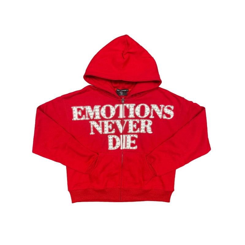 Cross-Border American Fashion Retro Full-Print Handmade Diamond Letter Hooded Sweatshirt for Men and Women