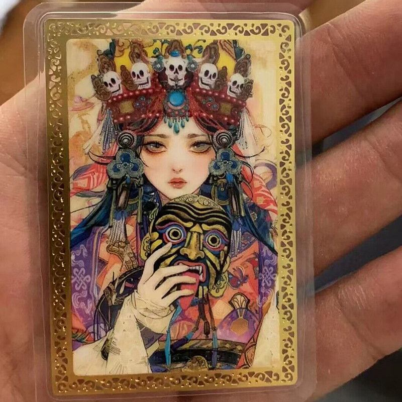 藏式新款扎基彩绘卡女神半遮面款随身携带招财卡男女可用|ms