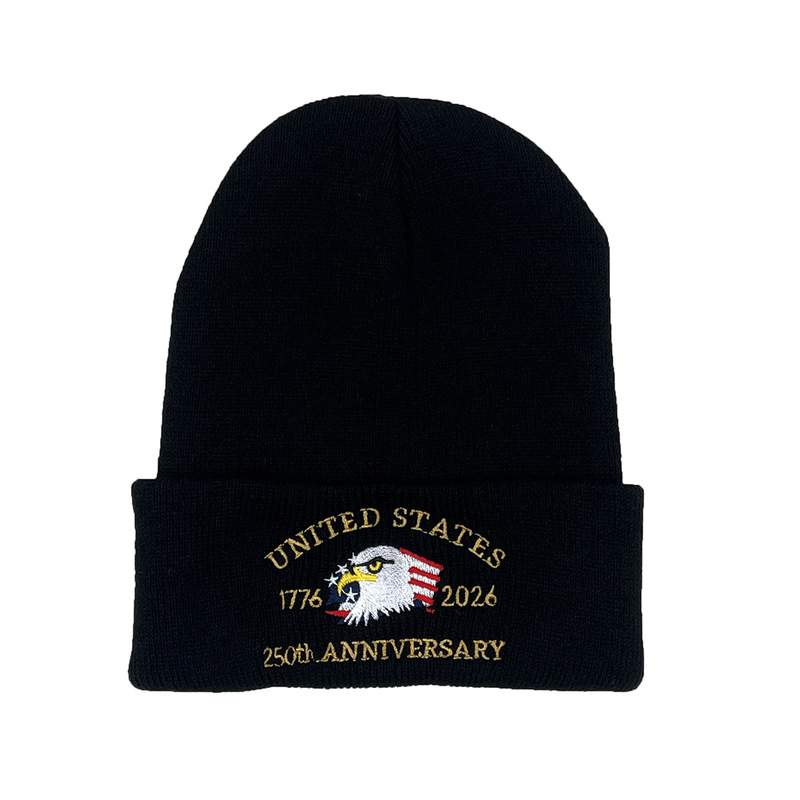 American 250Th Anniversary Patriotic Commemorative Hat Curled Knitted Hat Trendy Men's and Women's Street Cold Hat Autumn and Winter Warm Wool Hat