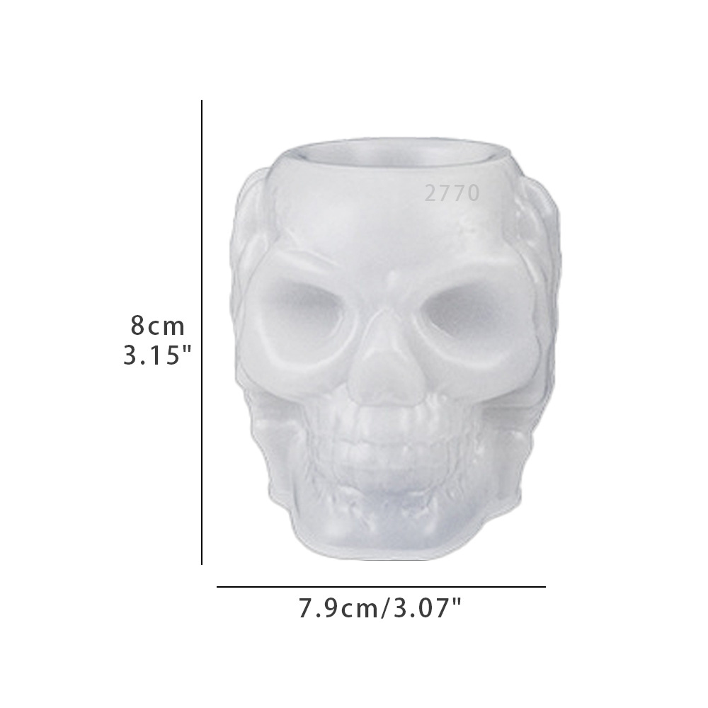 Mono Wansheng DIY epoxi cabeza del cráneo cubierta del oído cubierta del ojo boca pluma titular caja de almacenamiento decoración de yeso molde de silicona