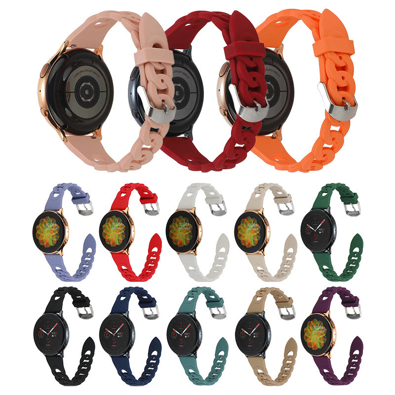 For Samsung Watch4 Smart Watch Silicone Strap Unisex 20 22mm Serial Breathable 8-Word Strap