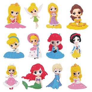 Children's Handmade Diamond Painting DIY Production Stickers for Primary School Students Princess Painting Dot Diamond Crystal Diamond Painting Stickers