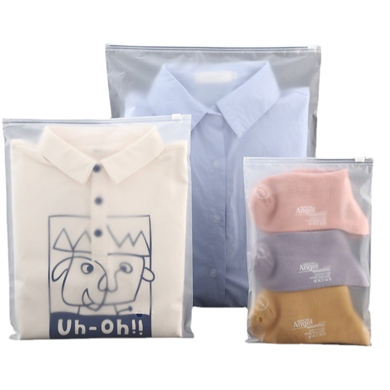 Spot transparente mate pe bolsa con cremallera ropa aizi almacenamiento de toallas plástico bolsa de embalaje de ropa bolsa ziplock a prueba de polvo