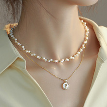 施家珍珠双层叠戴链满天星项链女百搭小众高级感新中式锁骨链饰品