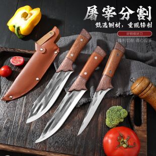 Forged Slaughter Knife Boring Knife Sharp Stainless Steel Slaughter Knife Chef Knife Sheep Meat Cutting Knife Mongolian Handle