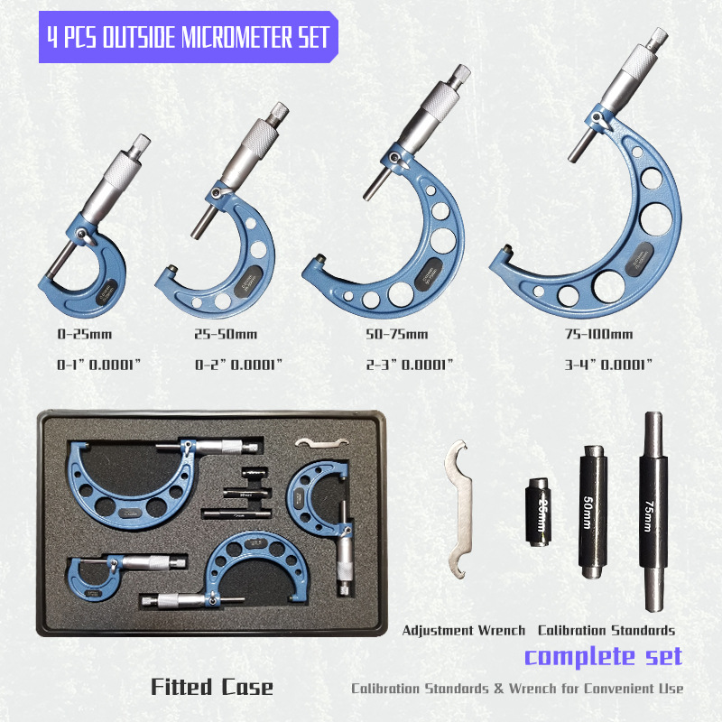源头工厂千分尺 机床车间印刷测量工具 0-100mm大外径千分尺
