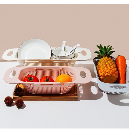 New drain basket storage rack fruit and vegetable washing basket telescopic storage basket rectangular plastic kitchen sink drain basket