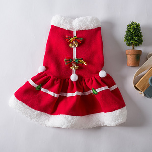 Dog Clothes New Year Christmas Dog Dress Christmas Pet Skirt Dog Thick Autumn and Winter Pet Clothes