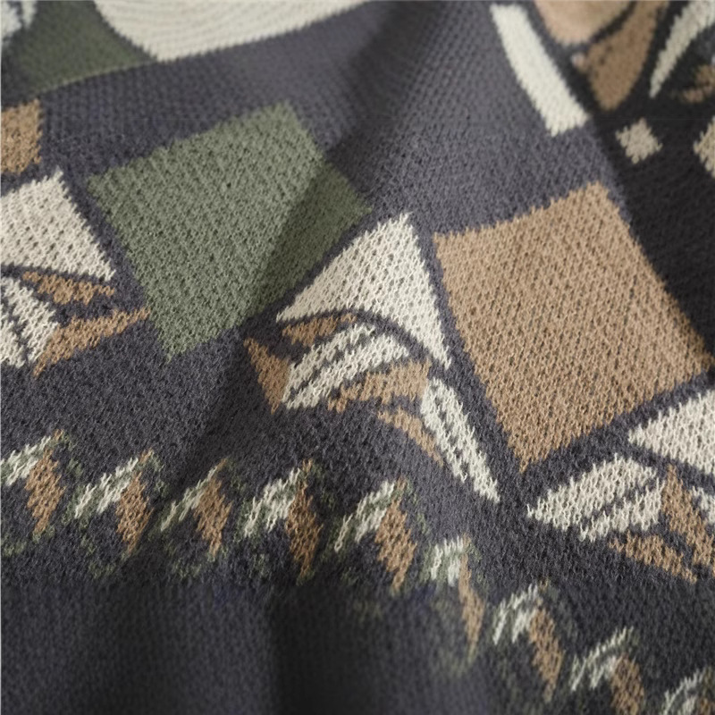 民族風日系復古菱セーターメンズ秋冬のゆったりとしたファッション