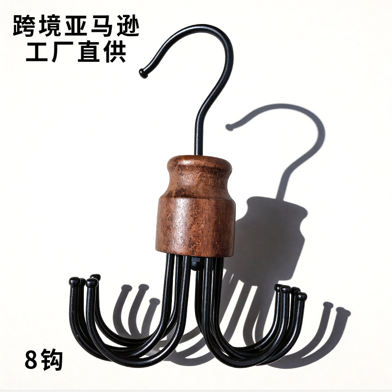 Amazon cross-border solid wood multifunctional eight-claw hook for hanging belts, scarves, and ties, manufacturer's branded wholesale Amazon cross-border solid wood multifunctional eight-claw hook for hanging belts, scarves, and ties, manufacturer's branded wholesale
