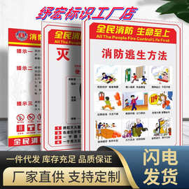 全民消防宣传标语挂图 消防安全告知书标语 消防三个提示四个能力
