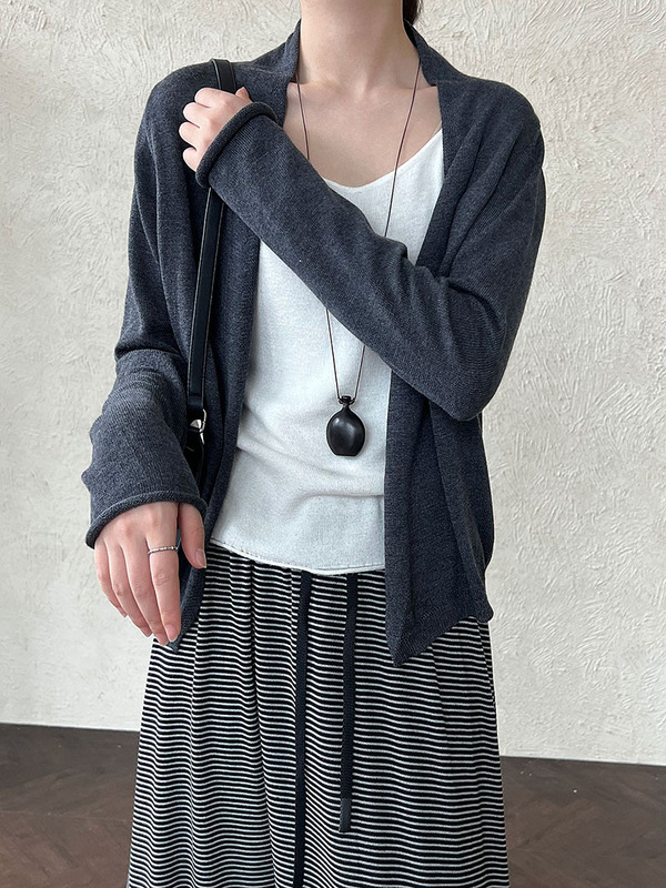 鹿西 慵懒风休闲宽松针织开衫女秋季新款外搭软糯舒适外套ss787|undefined