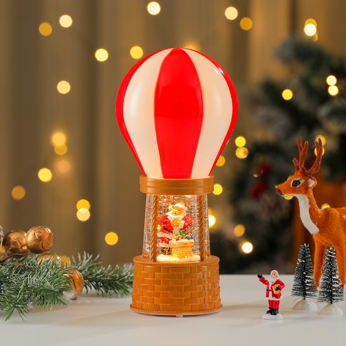Nueva música de Navidad nieve inyección de agua TV lámpara de noche lámpara de aceite lámpara de caballo decoración de regalos image 28