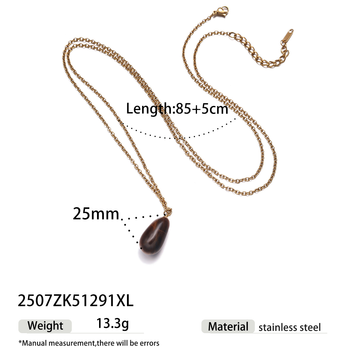 Collar de acero inoxidable TINA Europa y América dulce y cool chica caliente largo estilo de cuerdas delgadas collar de piedra natural cadenas clavículas de venta caliente transfronteriza