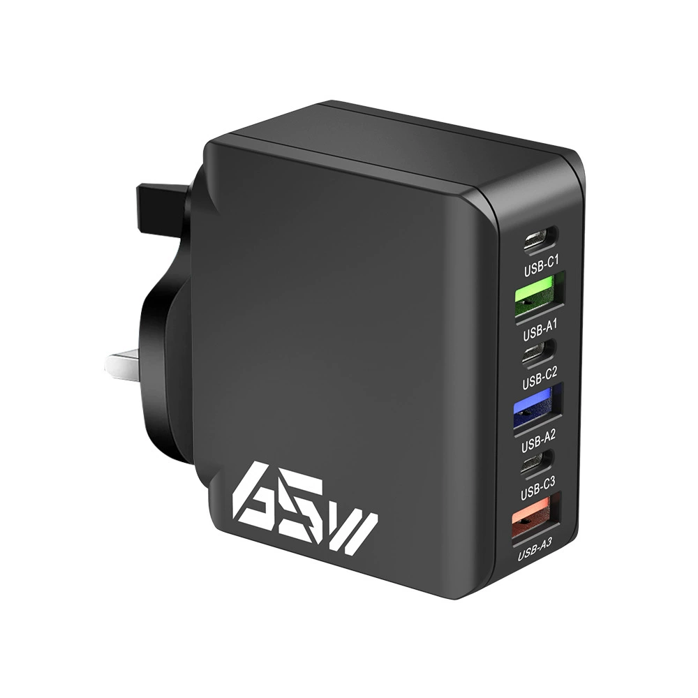 Кросс-бордер 3PD+3USB сетевое зарядное устройство многоразъемное европейский, американский и британский стандарт зарядной головки печатанный адаптер 65W