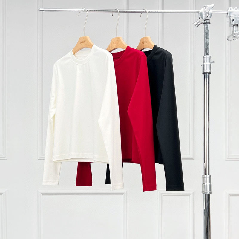 Warren Hailong Lst008 Nordic Style Simple Design Daily Commuting Round Neck Pure Cotton Long-Sleeved Fitted Women's T-Shirt Warren Hailong Lst008 Nordic Style Simple Design Daily Commuting Round Neck Pure Cotton Long-Sleeved Fitted Women's T-Shirt