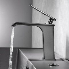 Light Luxury Gun-Metal Gray Waterfall Basin Faucet for Bathroom – All-Copper Cold & Hot Washbasin, Undermount Sink, Bathroom Tap