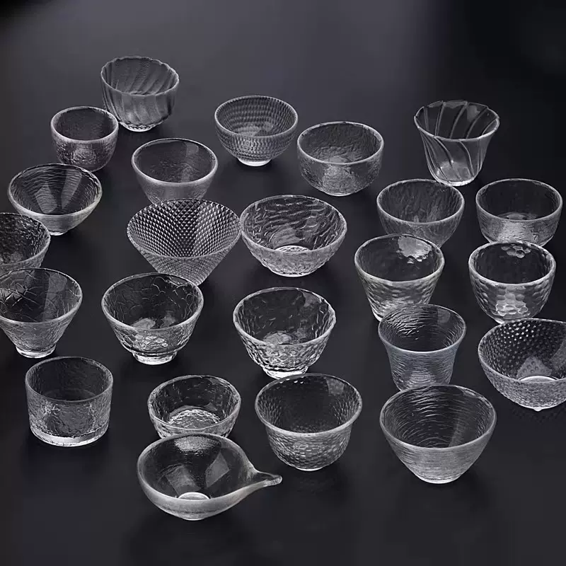 厂家直销可定制日式水晶玻璃品茗茶杯主人杯锤纹功夫茶杯茶碗茶具