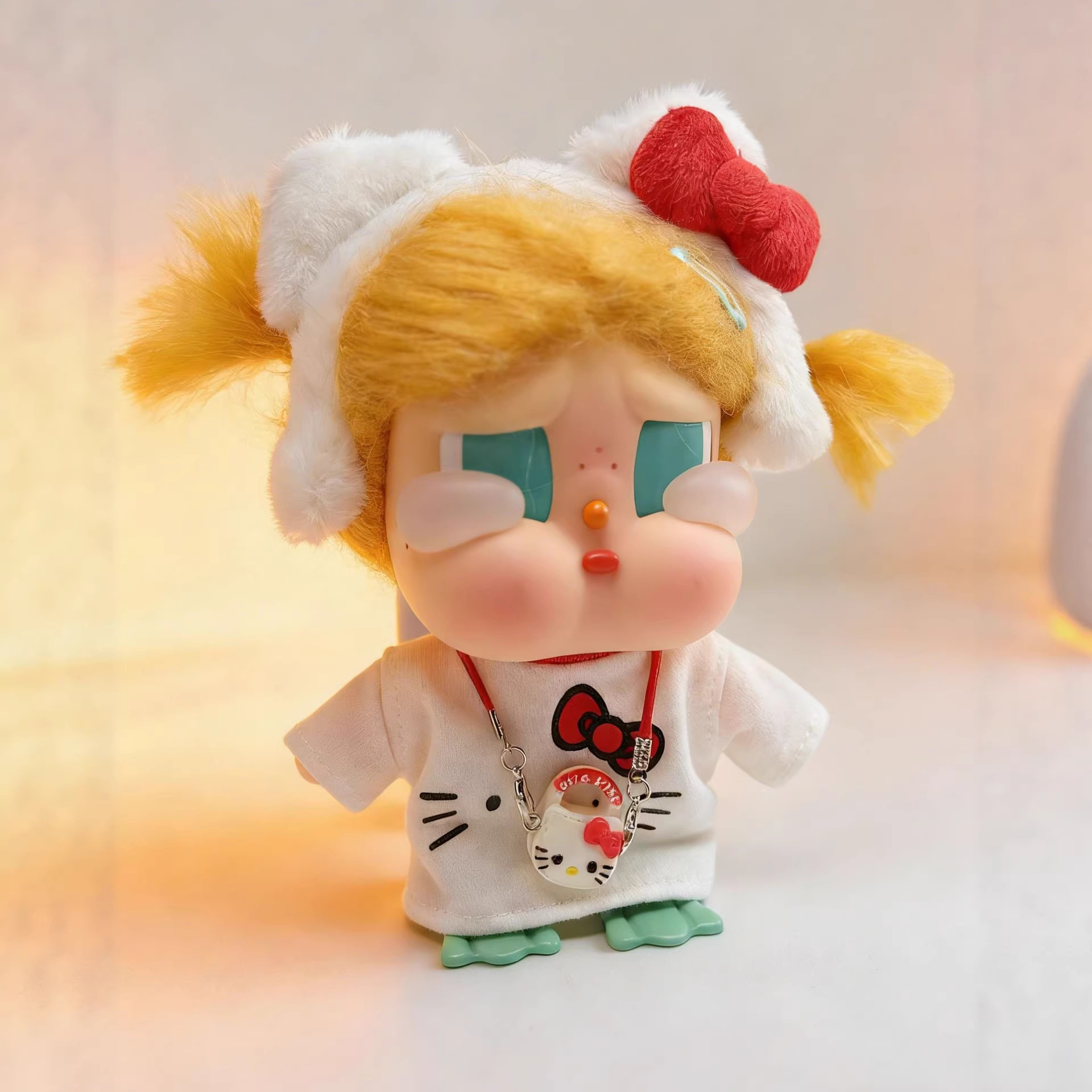 크라이베이비 인형옷 KT캣 스타일 3종 세트 15~17cm 의상 헤어밴드 가방 장식