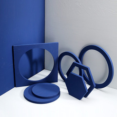 Solid Wood Colorful Geometric Photo Prop 3D Arch Ring Shape Morandi Solid Color Background High-Density Board