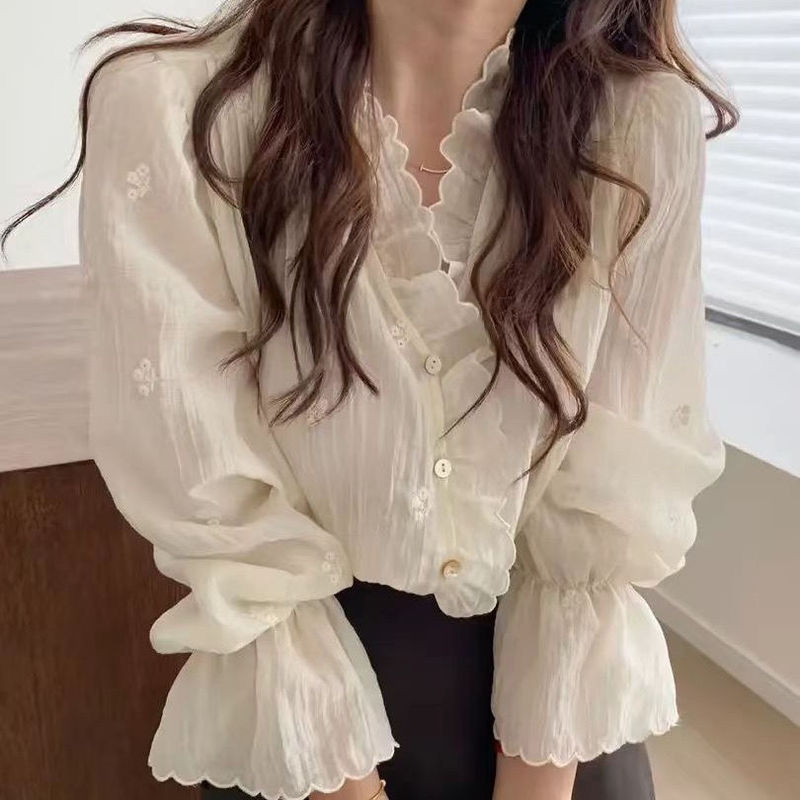 French New Lace Design Autumn Style Niche Style Fragrant Shirt New Shirt Top