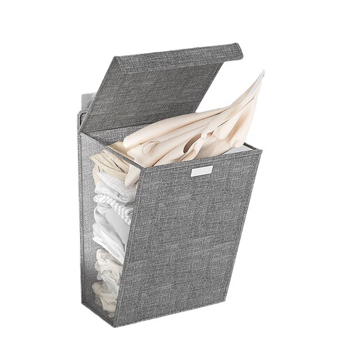 Fabric dirty clothes basket, foldable wall-mounted dirty clothes storage basket, large cotton and linen waterproof bathroom dirty clothes basket