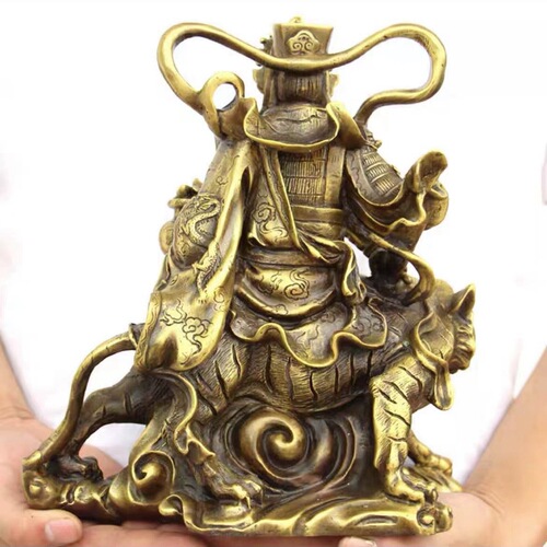 Brass Wu Caishen Zhao Gongming statue Zhao Gongming riding a tiger statue Wu Caishen enshrines large Marshal Zhao Buddha statue ornaments
