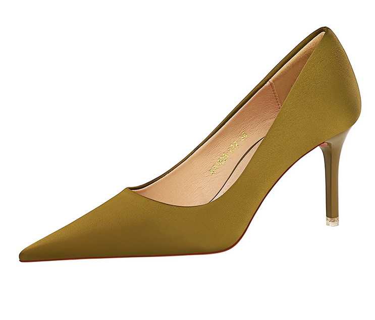Mode einfach alle-passenden high heels dünne fersen high heels flach mund spitzen frühling und herbst satin frauen der einzelnen schuhe_voghion.com