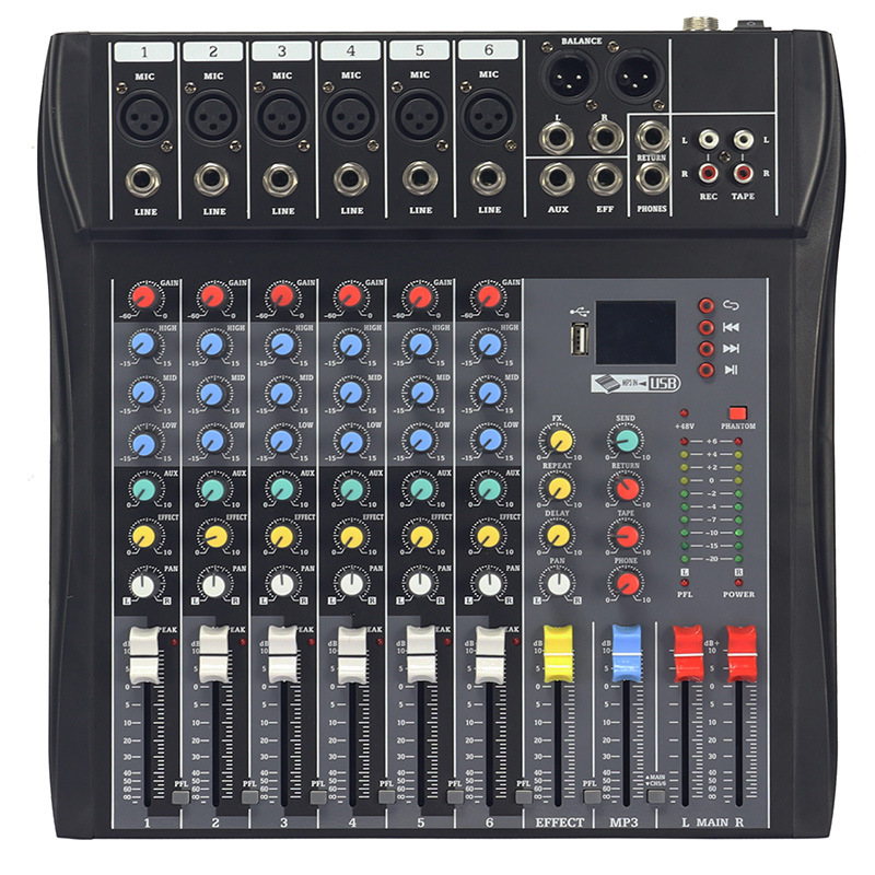 6路专业调音台小型演出幻像舞台蓝牙专业纯台效果家用便携