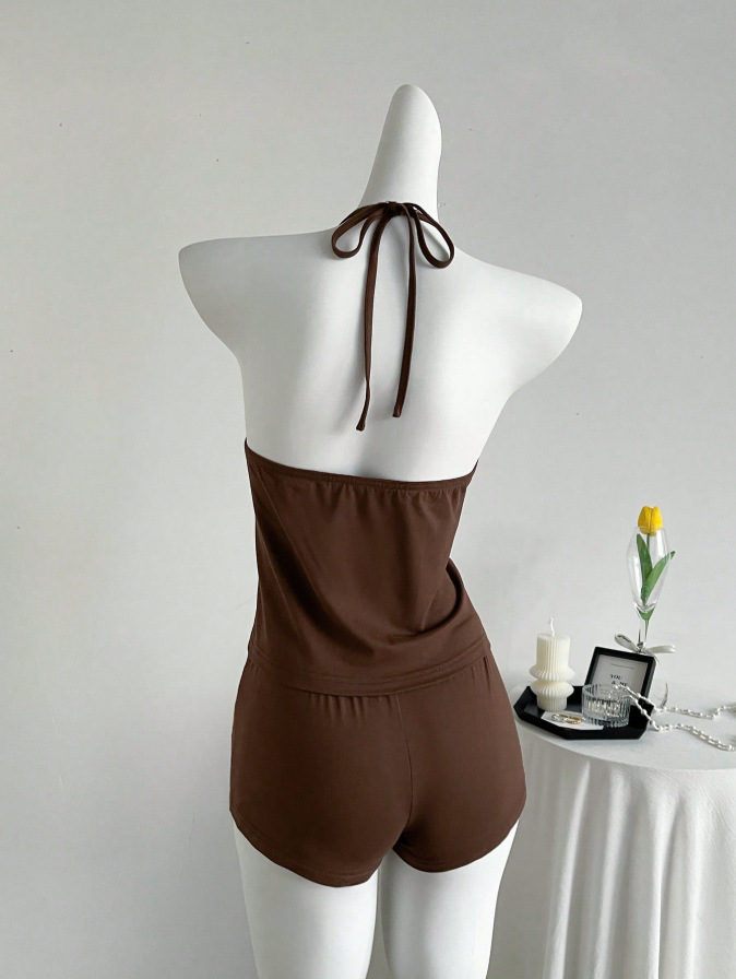Completo due pezzi donna stile retrò top allacciato e shorts_voghion.com
