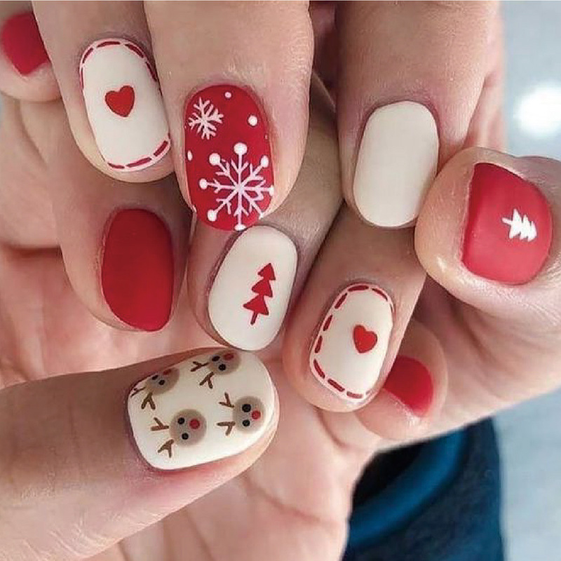 Simple Snowflake Fawn Christmas Wear Armor Cute Elk Nail Armor Red Wear Armor Finished Products Wholesale Simple Snowflake Fawn Christmas Wear Armor Cute Elk Nail Armor Red Wear Armor Finished Products Wholesale
