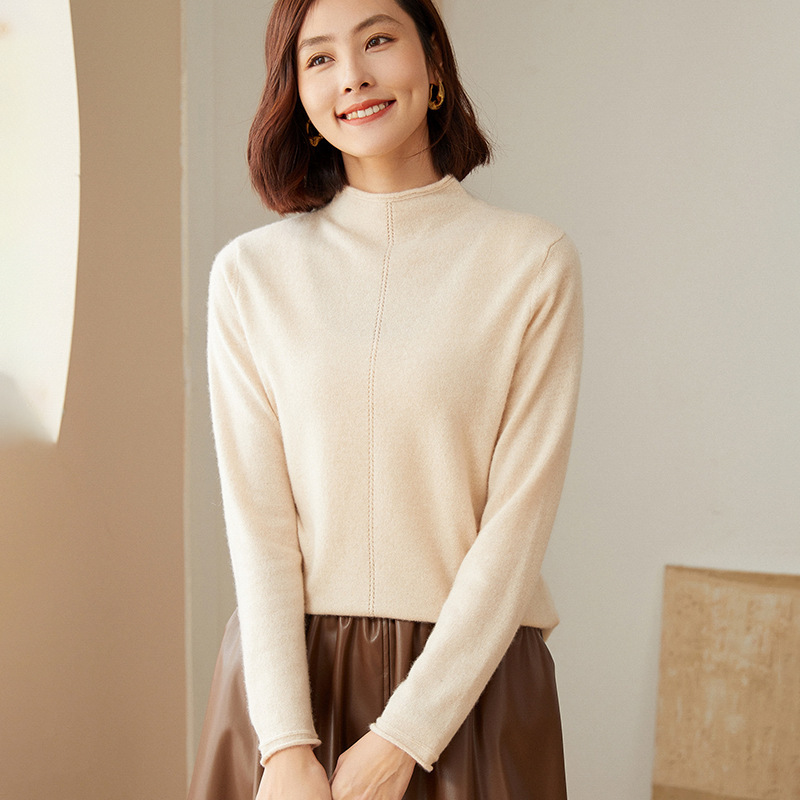 Cashmere Sweater Half-turtleneck Curled Women's 2024 Autumn and Winter Jacket Inner Sweater Pullover Long-sleeved Base Cashmere Sweater Hubei Cashmere Sweater Half-turtleneck Curled Women's 2024 Autumn and Winter Jacket Inner Sweater Pullover Long-sleeved Base Cashmere Sweater Hubei