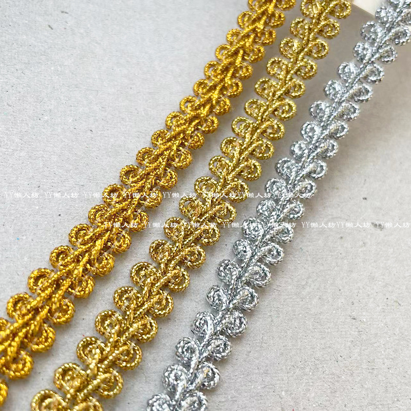 1cm oro plata de encaje fino cientofote con escenario artesanal DIY muñeca antigua ropa accesorios accesorios Phnom Penh